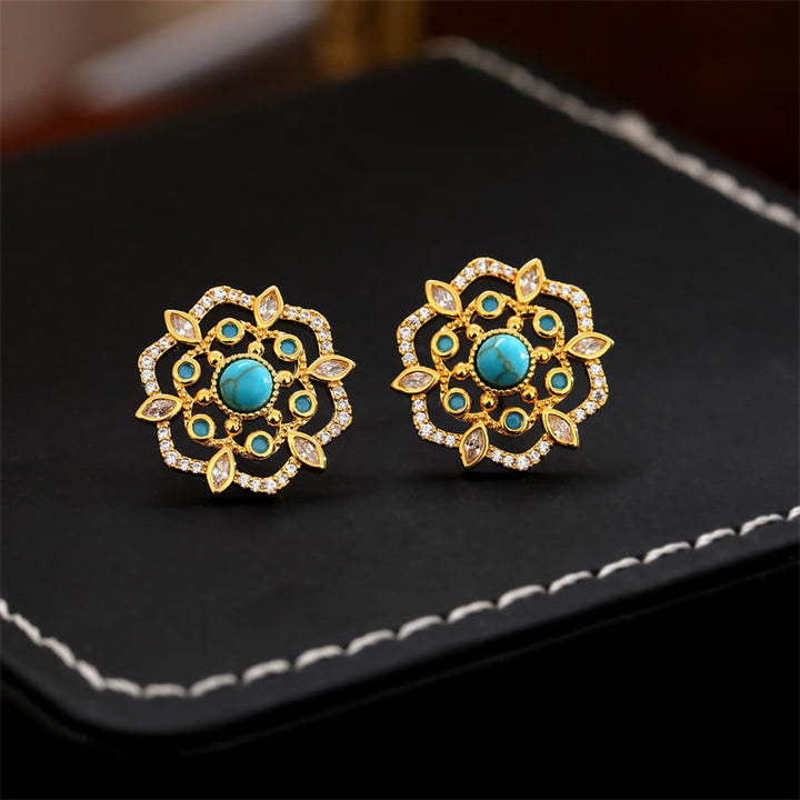 Buddha Stones Octagonal Compass Zircon Copper Balance Stud Earrings - Compass(925 Sterling Silver Posts) - image 0