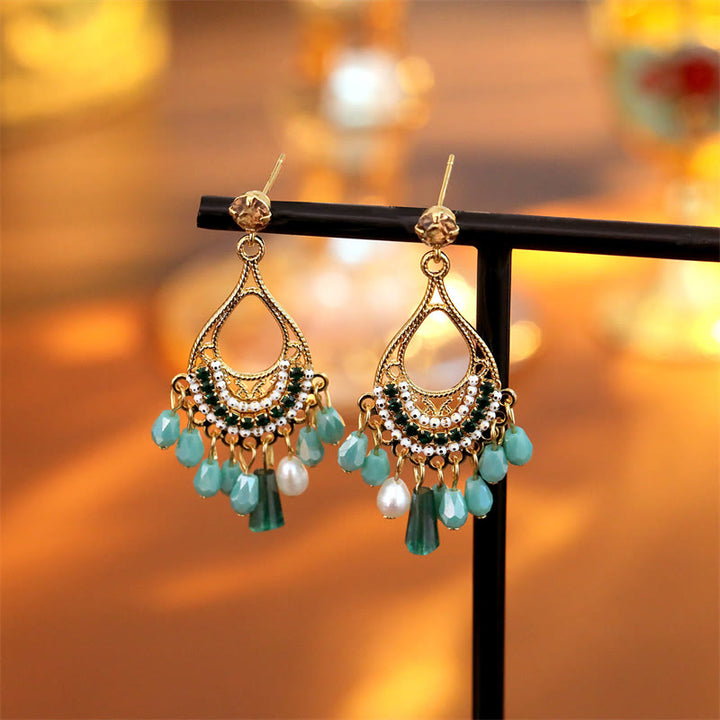 Buddha Stones Teardrop Tassel Copper Self Care Openwork Drop Dangle Earrings - Teardrop(925 Sterling Silver Posts) - image 0