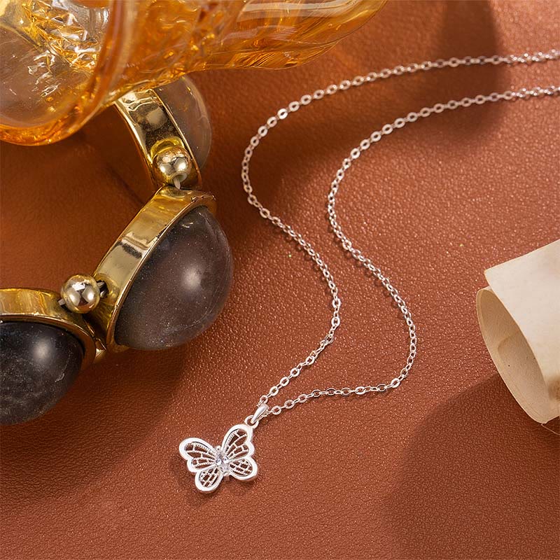 Buddha Stones 999 Sterling Silver Butterfly Protection Necklace Pendant - image 1