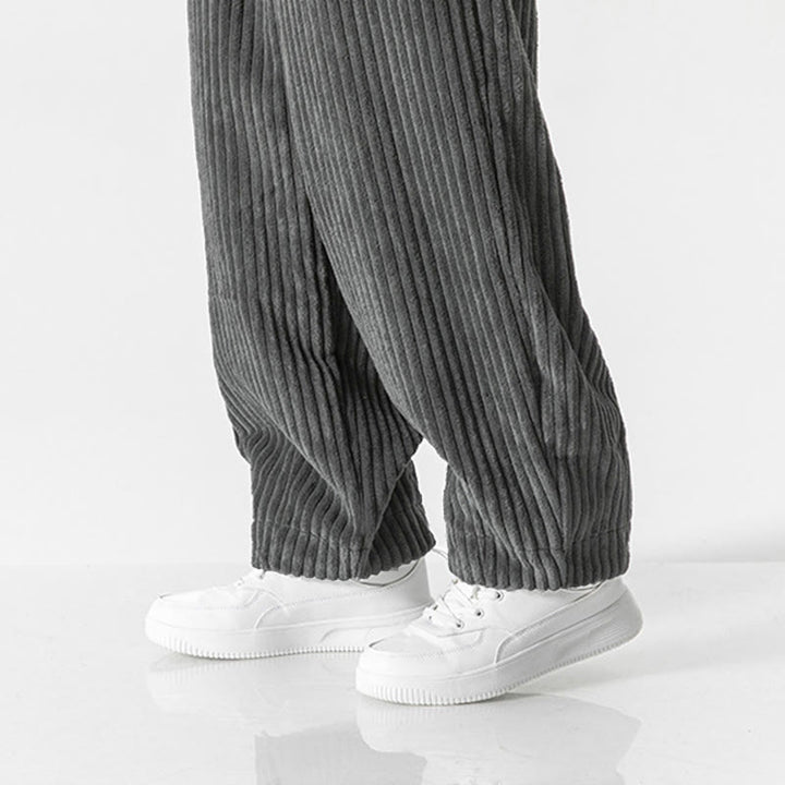 Buddha Stones Retro Winter Solid Color Men's Drawstring Corduroy Harem Pants With Pockets - image 8