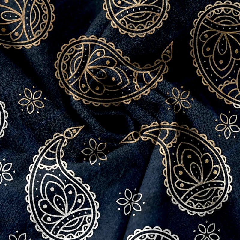 Buddha Stones Pure Cotton Elegant Paisley Pattern Women's Elastic Waist Pants With Pockets - image 3