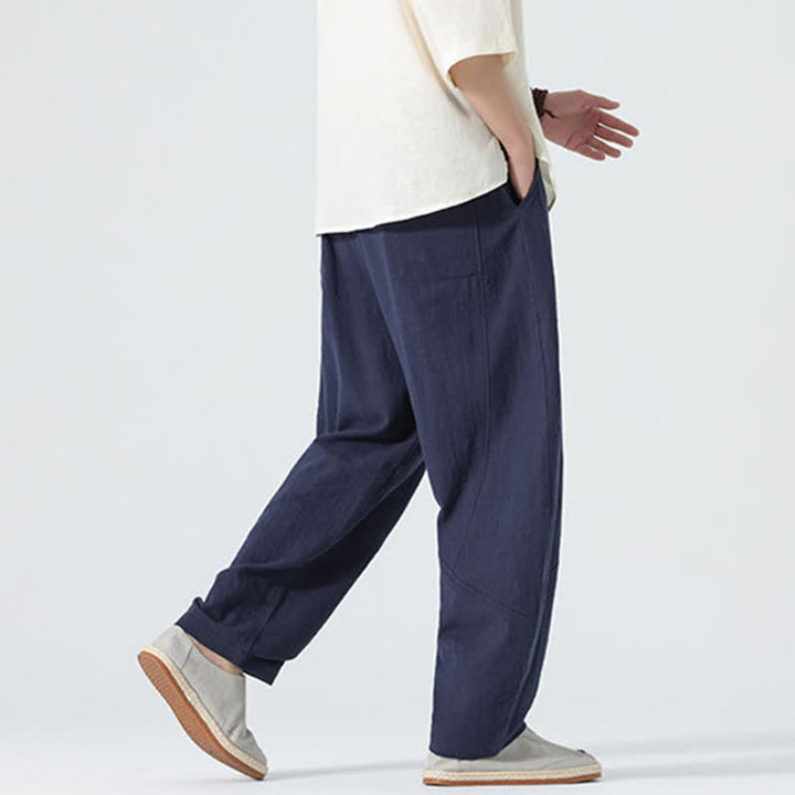 Buddha Stones Spring Pure Color Men's Cotton Drawstring Pants With Pockets - image 12