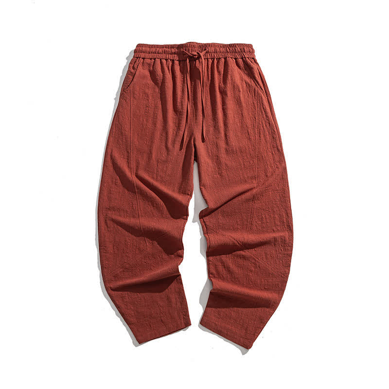 Buddha Stones Spring Pure Color Men's Cotton Drawstring Pants With Pockets - image 18