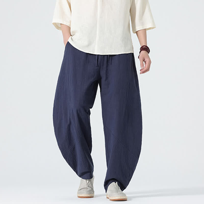 Buddha Stones Spring Pure Color Men's Cotton Drawstring Pants With Pockets - image 11