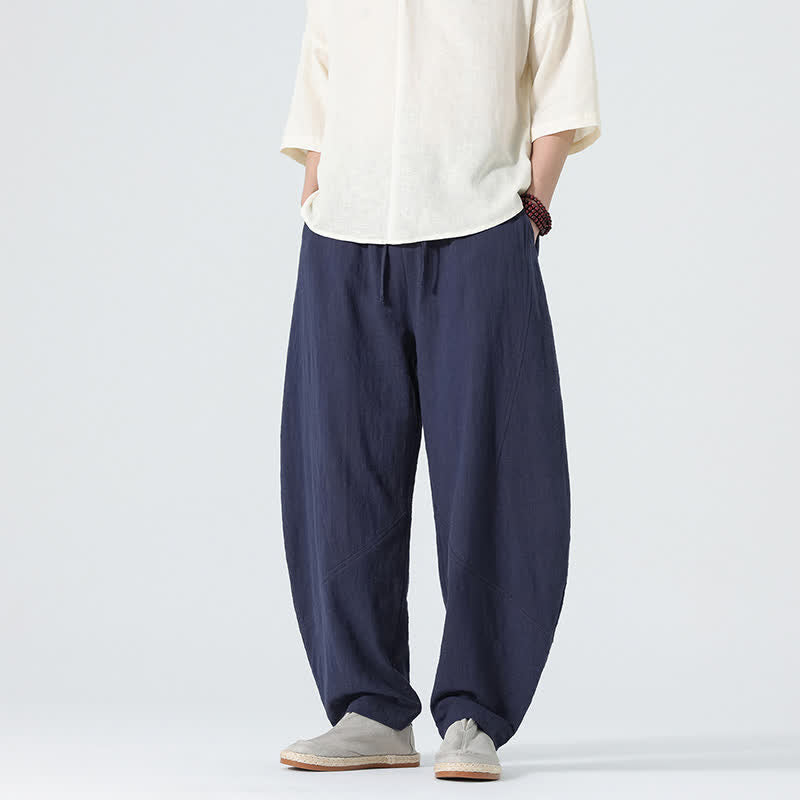 Buddha Stones Spring Pure Color Men's Cotton Drawstring Pants With Pockets - image 10