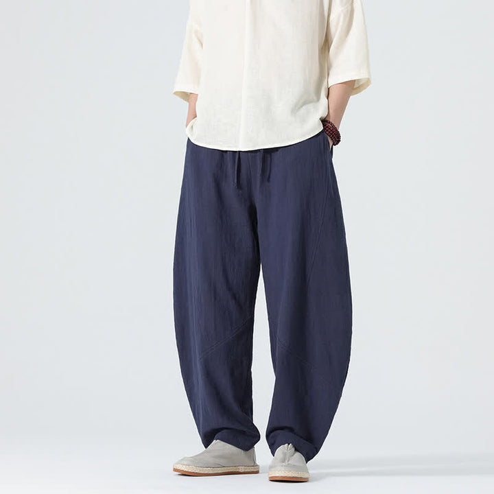 Buddha Stones Spring Pure Color Men's Cotton Drawstring Pants With Pockets - image 10