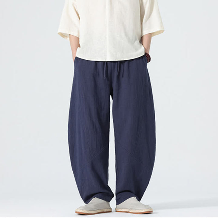 Buddha Stones Spring Pure Color Men's Cotton Drawstring Pants With Pockets - image 9