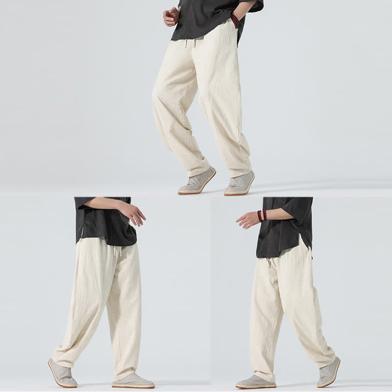 Buddha Stones Spring Pure Color Men's Cotton Drawstring Pants With Pockets - image 25