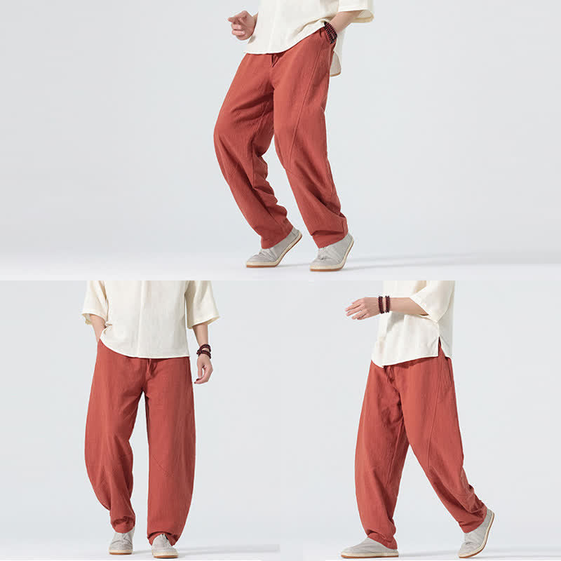 Buddha Stones Spring Pure Color Men's Cotton Drawstring Pants With Pockets - image 19