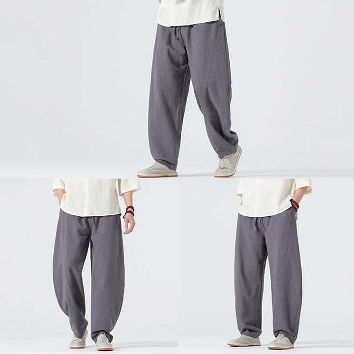 Buddha Stones Spring Pure Color Men's Cotton Drawstring Pants With Pockets - image 7