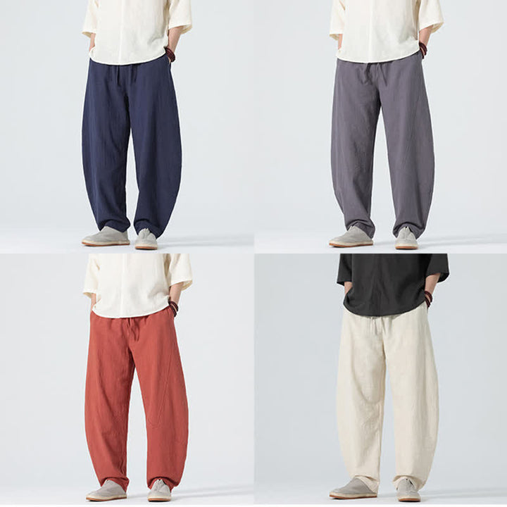 Buddha Stones Spring Pure Color Men's Cotton Drawstring Pants With Pockets - image 26