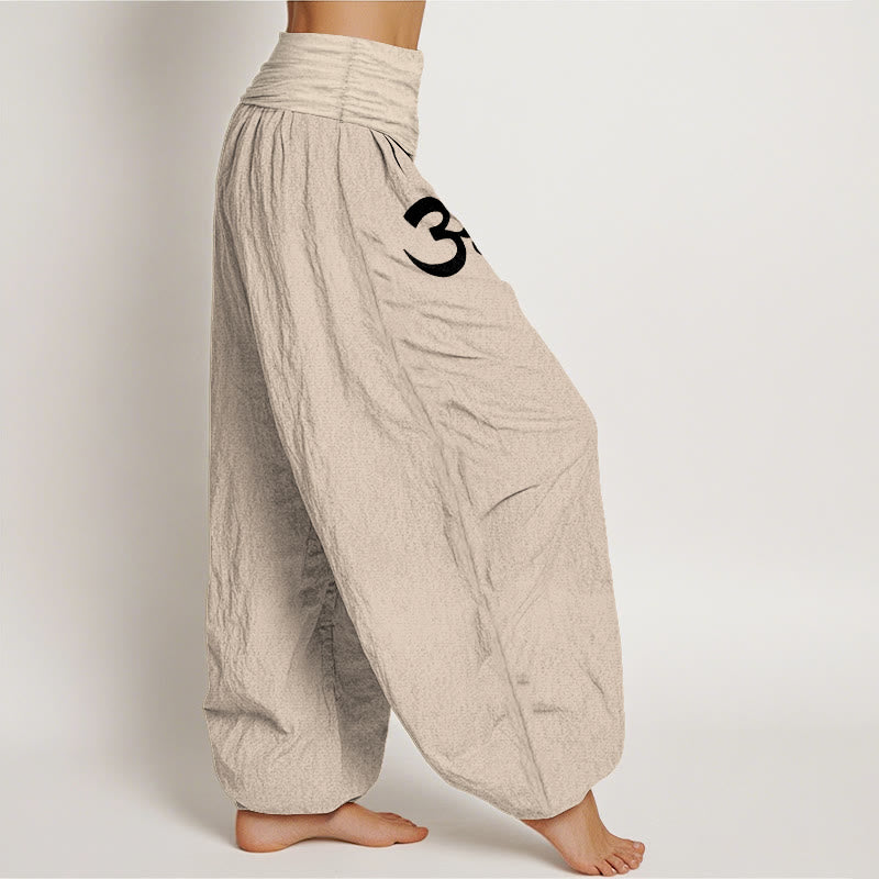 Buddha Stones Cotton Calm OM Energy Lines Pattern Women's Elastic Waist Harem Pants - image 12