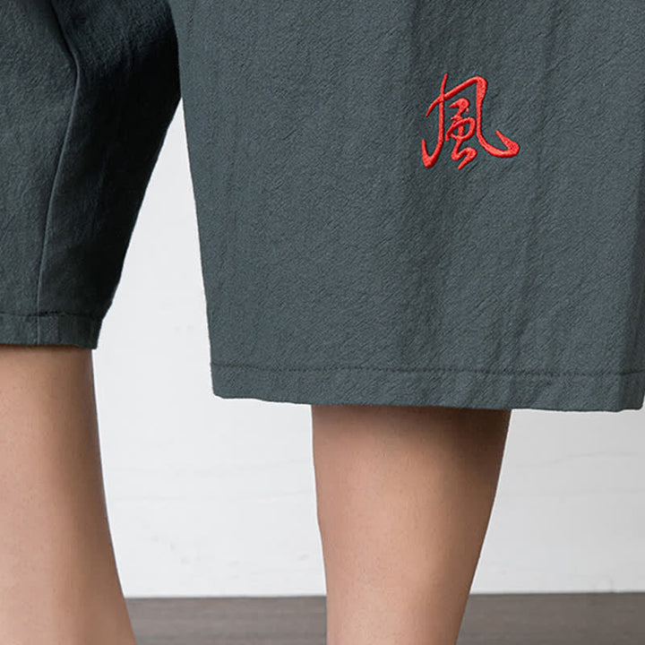 Buddha Stones Plain Drawstring Capri Length Men's Cotton Linen Harem Pants With Pockets - image 5