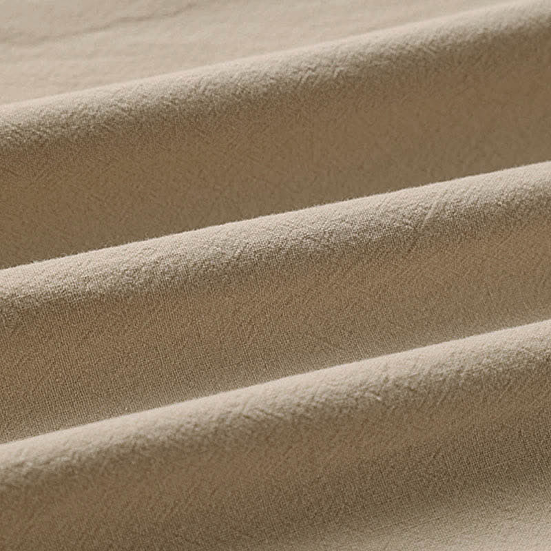 Buddha Stones Summer Embroidery Capri Length Cotton Linen Men's Wide Leg Pants With Pockets - image 10