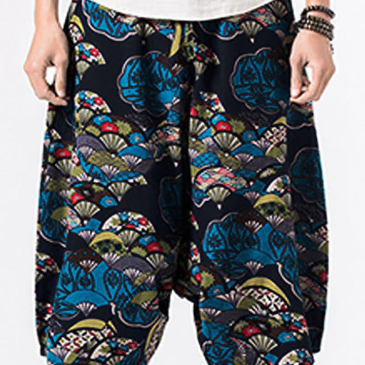 Buddha Stones Ethnic Printing Floral Geometric Pattern Men's Harem 7-8 Length Pants With Pockets - image 4