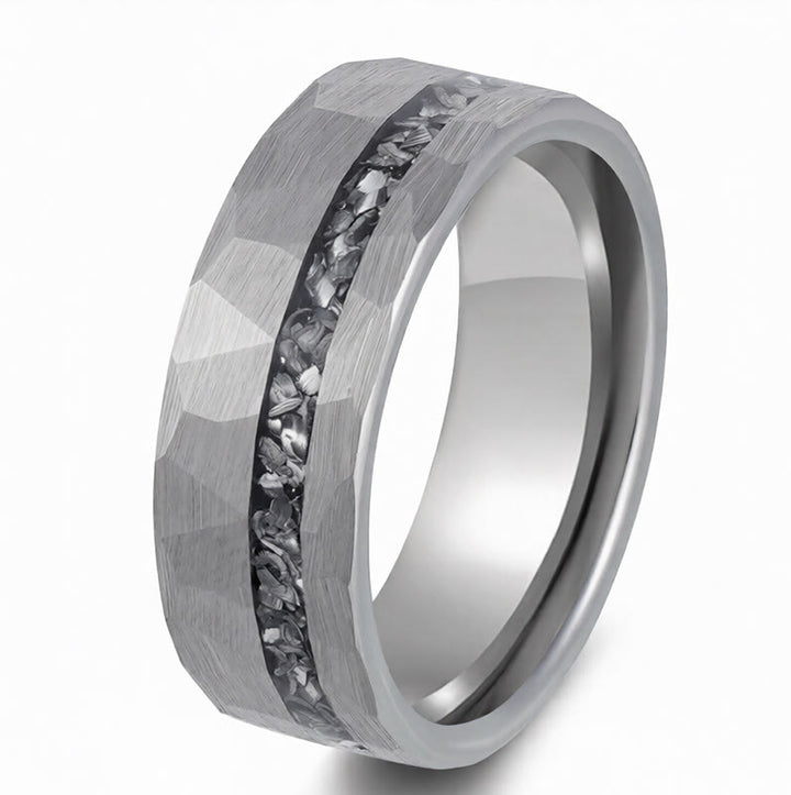 Buddha Stones Hammered Texture Tungsten Steel Strength Ring - image 3