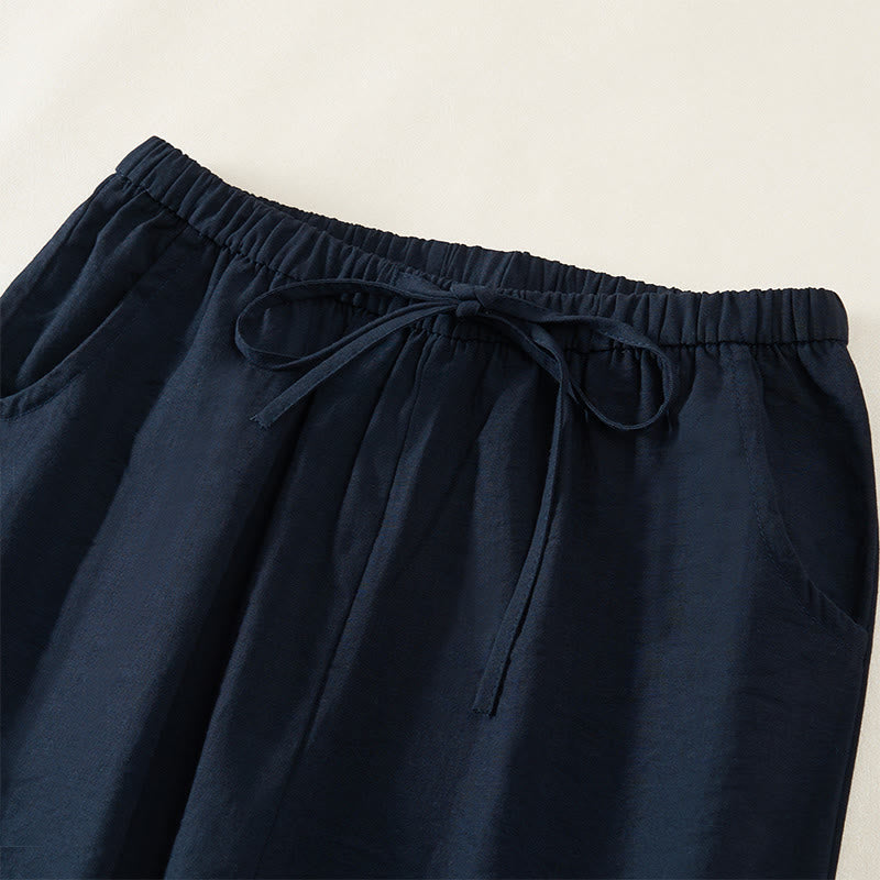 Buddha Stones Simple Drawstring Design Women's Wide Leg Pants With Pockets - image 2