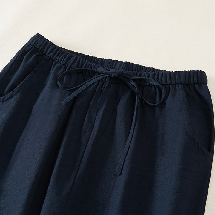 Buddha Stones Simple Drawstring Design Women's Wide Leg Pants With Pockets - image 2