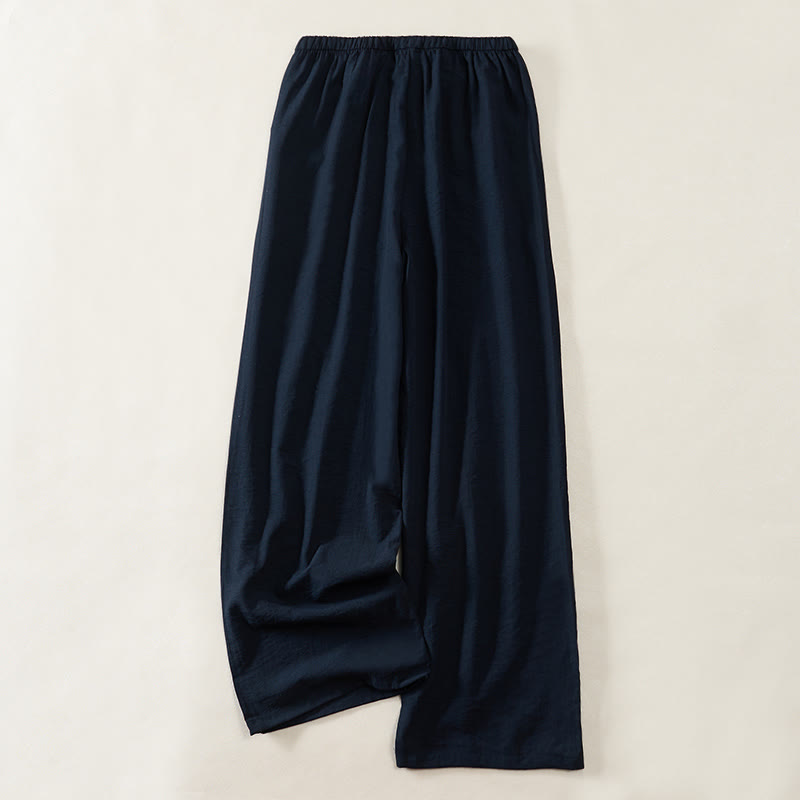 Buddha Stones Simple Drawstring Design Women's Wide Leg Pants With Pockets - image 1