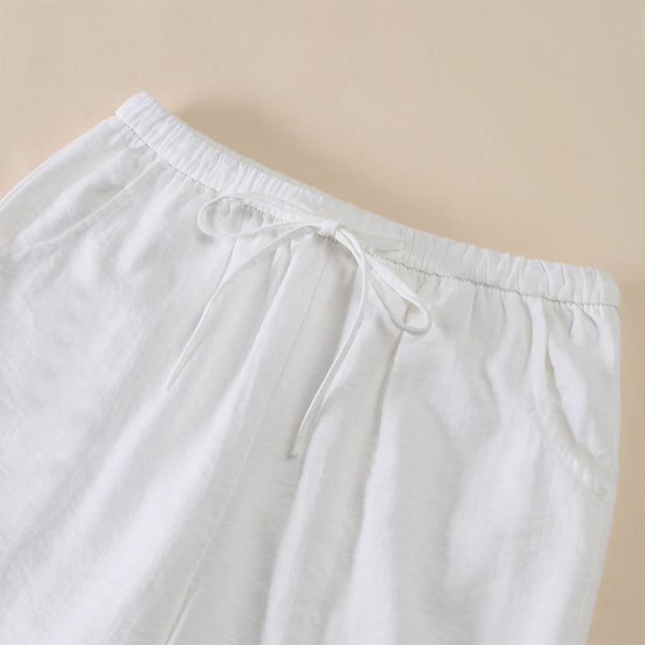 Buddha Stones Simple Drawstring Design Women's Wide Leg Pants With Pockets - image 20