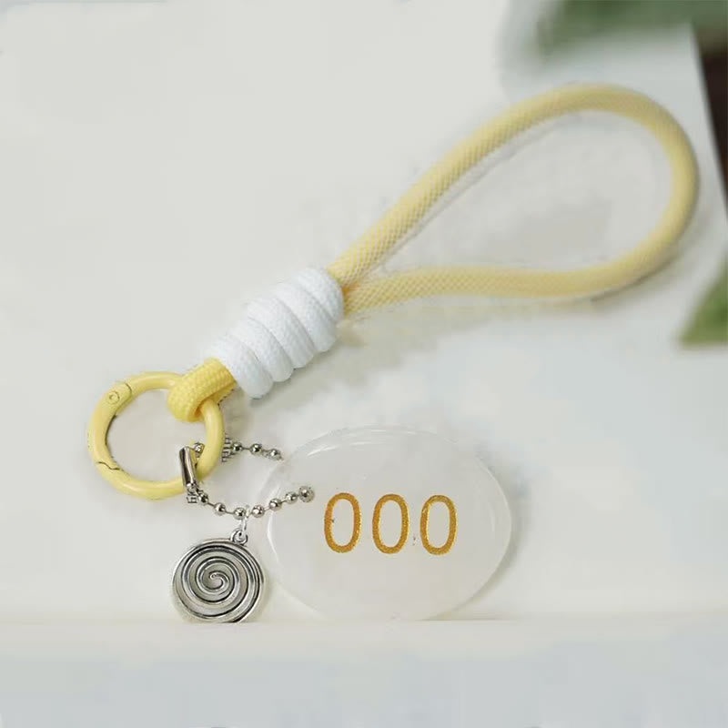 Buddha Stones 000 Angel Number Natural White Crystal Healing Key Chain Hanging Decoration - White Crystal - image 0