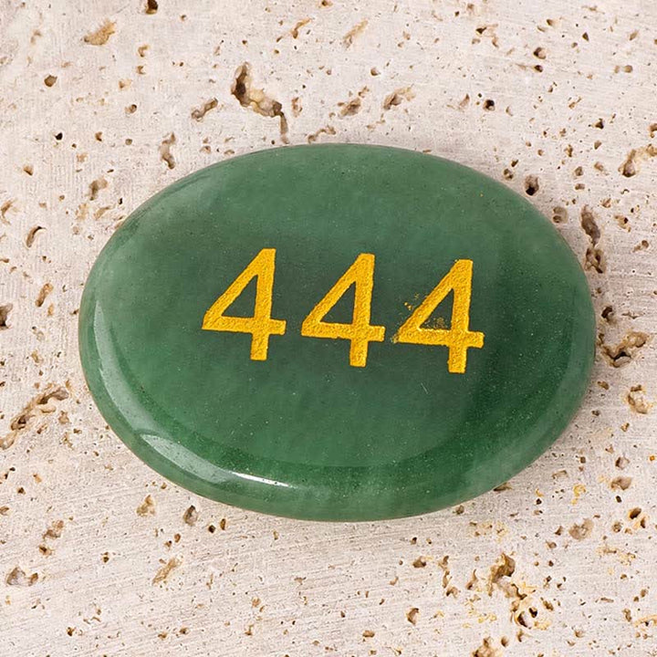 Buddha Stones Angel Numbers White Crystal Red Jasper Pink Crystal Green Aventurine Meditation Palm Stone - 444 Angel Number&Green Aventurine 4.5*3.5*0.7cm - image 14