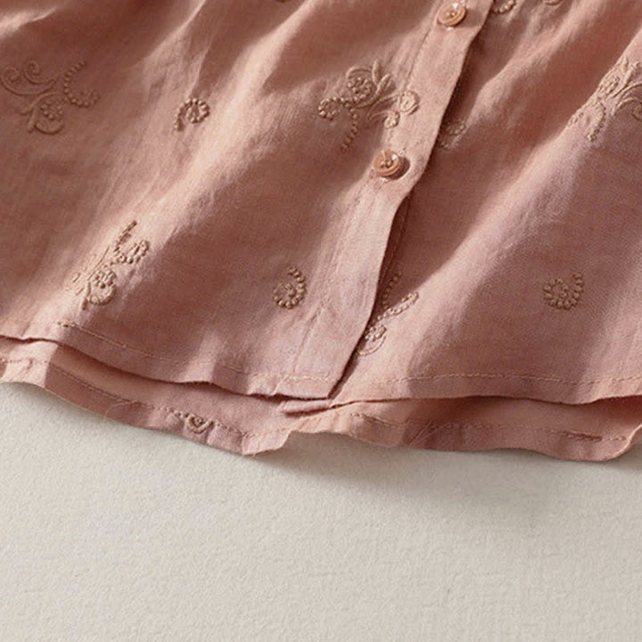 Buddha Stones Retro Embroidered Floral Short Sleeve Women's Buttons Shirt - image 12