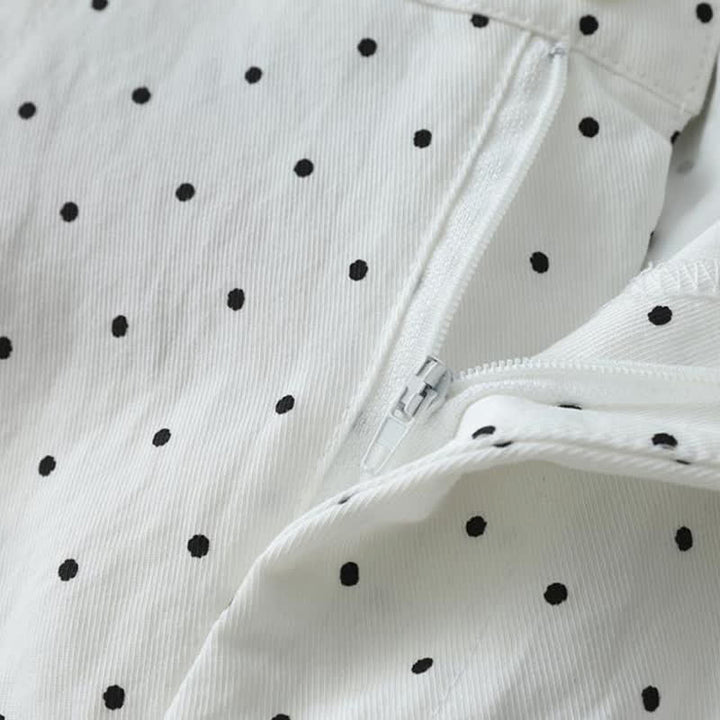 Buddha Stones Polka Dot Lace Patchwork Cotton Women's Wide Leg Capri Pants With Pockets - image 10