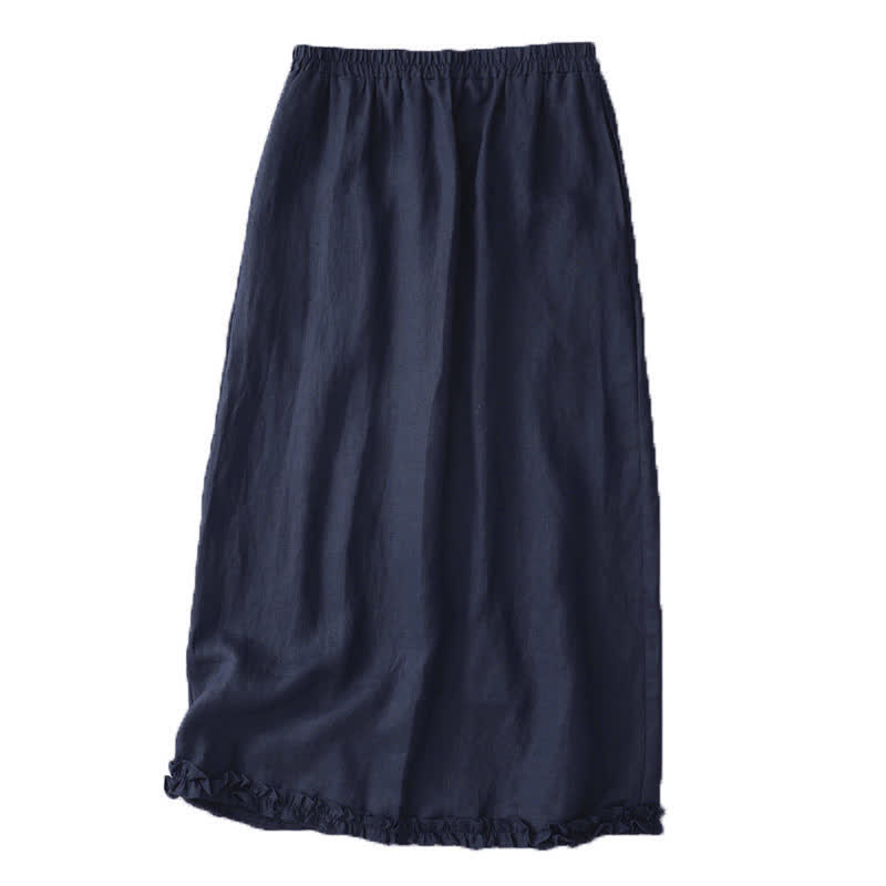 Buddha Stones Commute Elastic Waistband Pleated Hem Capri Length Women's Lined Skirt With Pockets - image 17