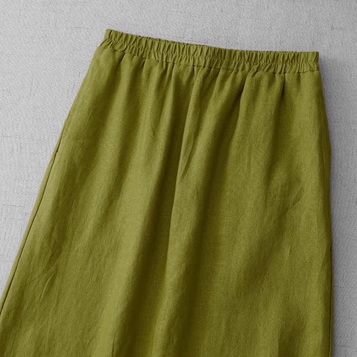 Buddha Stones Commute Elastic Waistband Pleated Hem Capri Length Women's Lined Skirt With Pockets - image 2