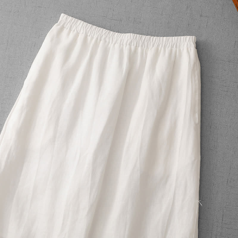 Buddha Stones Commute Elastic Waistband Pleated Hem Capri Length Women's Lined Skirt With Pockets - image 10