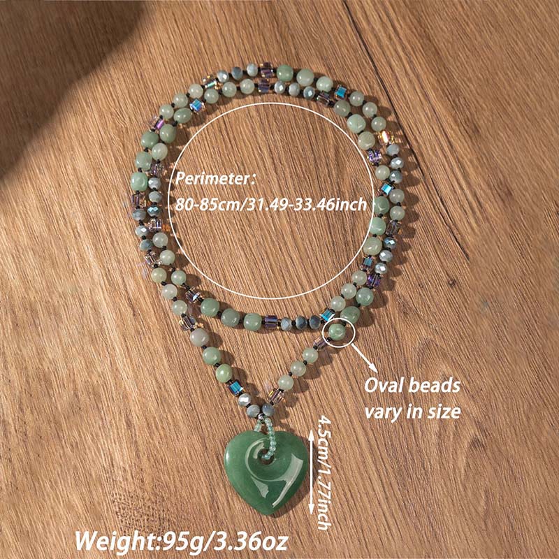 Buddha Stones Rose Quartz Green Aventurine Love Heart Beads Luck Necklace Pendant - image 5