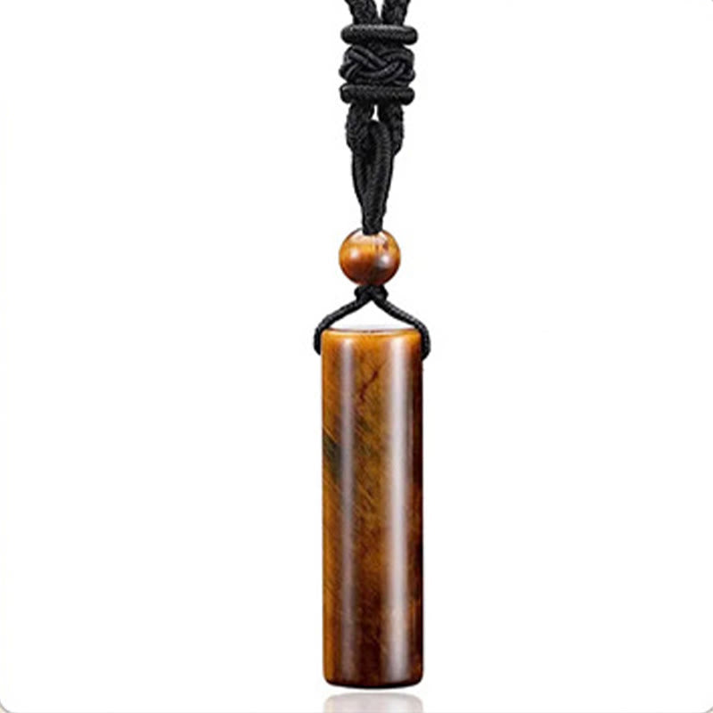 Buddha Stones Various Crystal Rose Quartz Green Aventurine Amethyst Cylinder Healing Necklace Pendant - Tiger Eye - image 8