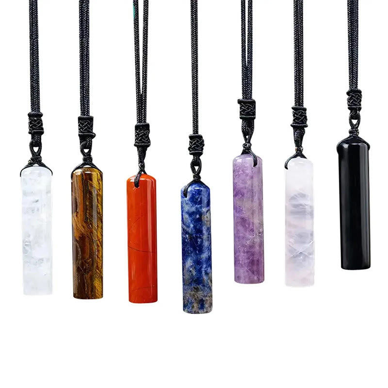 Buddha Stones Various Crystal Rose Quartz Green Aventurine Amethyst Cylinder Healing Necklace Pendant - image 19