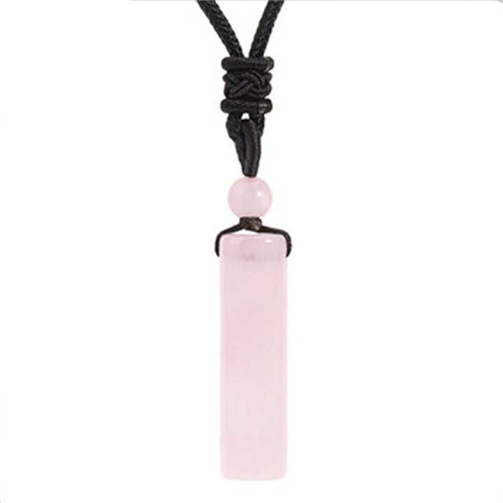 Buddha Stones Various Crystal Rose Quartz Green Aventurine Amethyst Cylinder Healing Necklace Pendant - Rose Quartz - image 11
