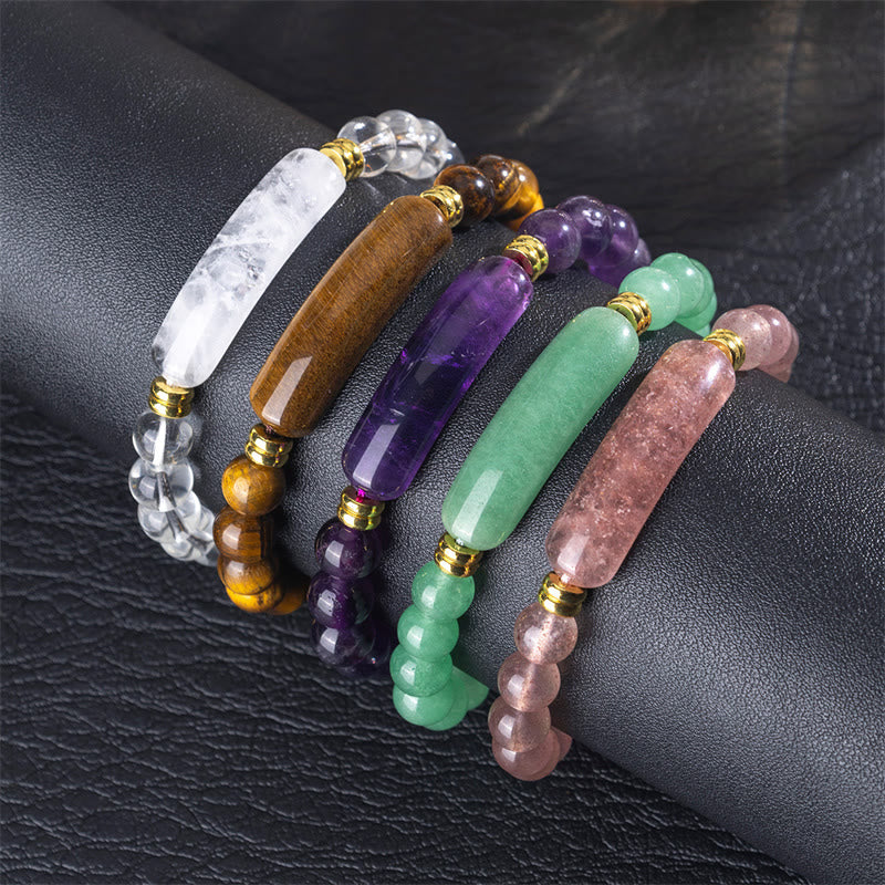 Buddha Stones Amethyst Green Aventurine Tiger Eye Strawberry Quartz Positive Transformation Bracelet - image 1