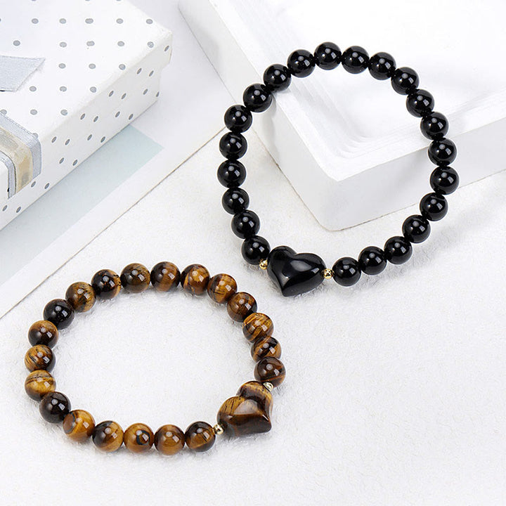 Buddha Stones Natural Amethyst Green Aventurine Tiger Eye Strawberry Quartz Love Heart Spiritual Bracelet - image 45