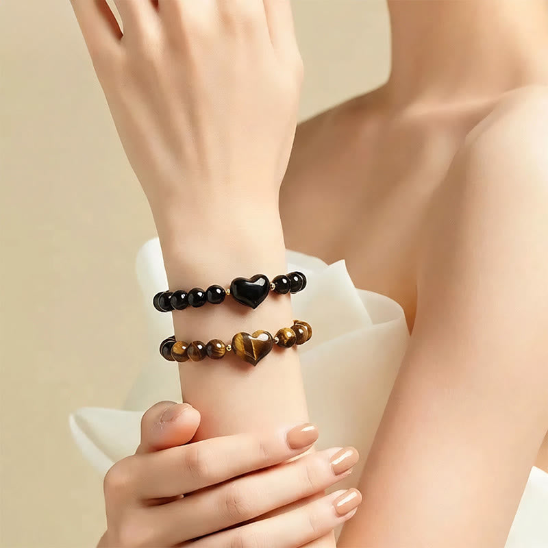 Buddha Stones Natural Amethyst Green Aventurine Tiger Eye Strawberry Quartz Love Heart Spiritual Bracelet - image 42