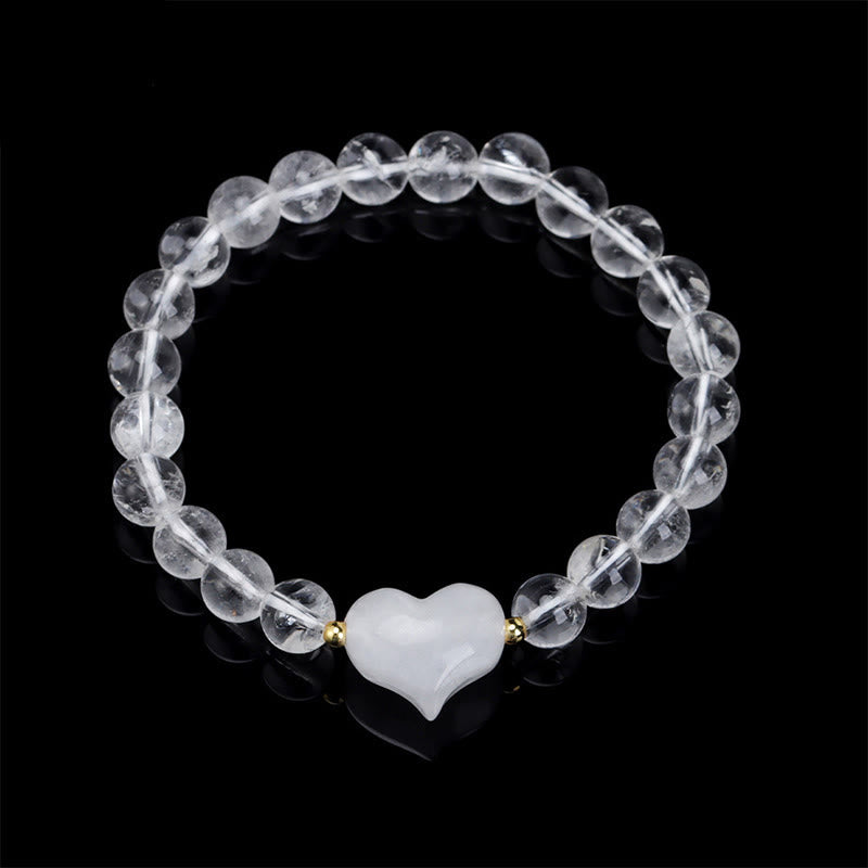 Buddha Stones Natural Amethyst Green Aventurine Tiger Eye Strawberry Quartz Love Heart Spiritual Bracelet - White Crystal(Wrist Circumference 14-16cm) - image 31