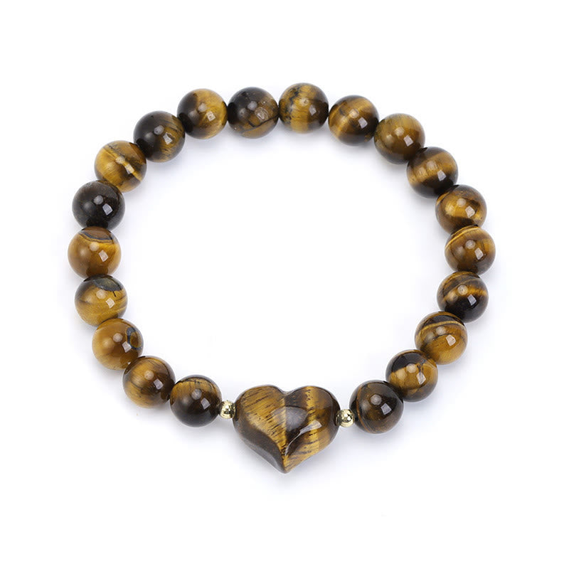 Buddha Stones Natural Amethyst Green Aventurine Tiger Eye Strawberry Quartz Love Heart Spiritual Bracelet - Tiger Eye(Wrist Circumference 14-16cm) - image 32