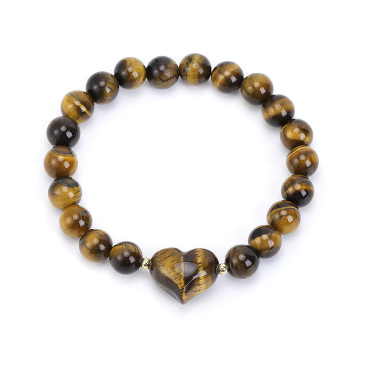 Buddha Stones Natural Amethyst Green Aventurine Tiger Eye Strawberry Quartz Love Heart Spiritual Bracelet - Tiger Eye(Wrist Circumference 14-16cm) - image 32