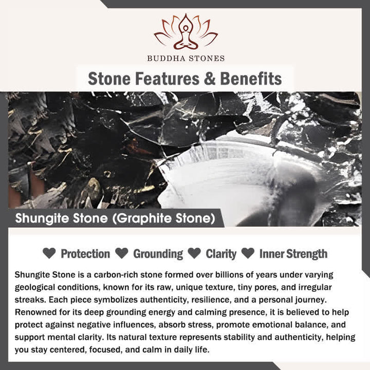 Buddha Stones Four Leaf Clover Authentic Shungite Stone Graphite Stone Protection Necklace Pendant - image 5