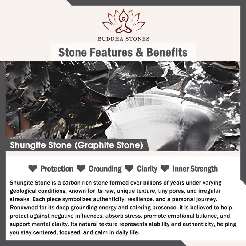 Buddha Stones Four Leaf Clover Authentic Shungite Stone Graphite Stone Protection Necklace Pendant - image 5