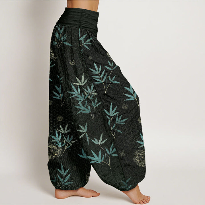 Buddha Stones Cotton Bamboo Geometric Flowers Pattern Women's Elastic Waist Harem Pants - image 7
