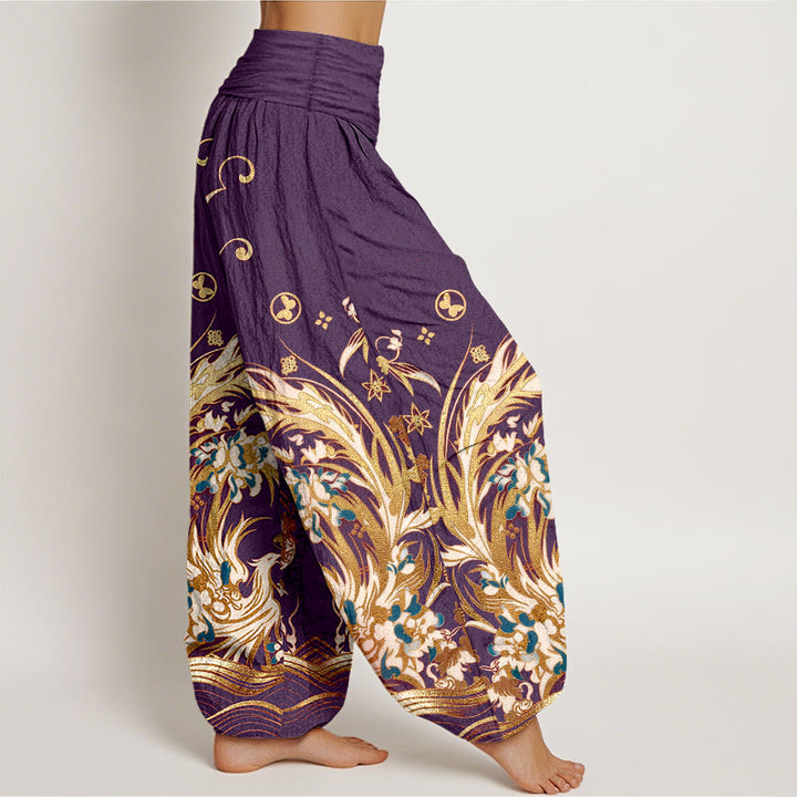 Buddha Stones Cotton Phoenix Butterfly Flower Pattern Women's Elastic Waist Harem Pants - image 10