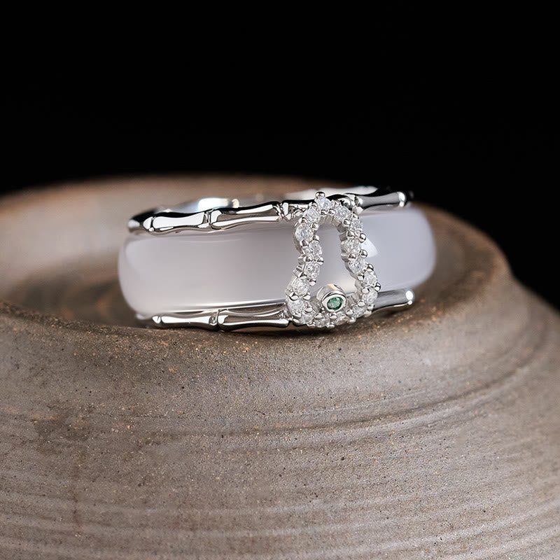 Buddha Stones Chalcedony Gourd Flower Harmony Ring - Chalcedony Gourd Pattern (Ring Inner Diameter: 17 mm) - image 6