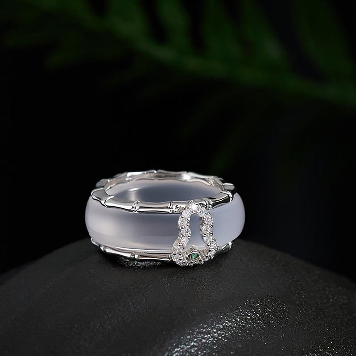 Buddha Stones Chalcedony Gourd Flower Harmony Ring - image 7