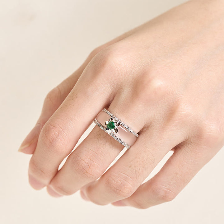 Buddha Stones Chalcedony Gourd Flower Harmony Ring - image 4