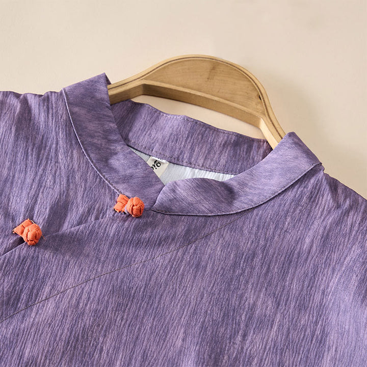 Buddha Stones Summer Crew Neck Plain Short Sleeve Below Knee Dress - image 3