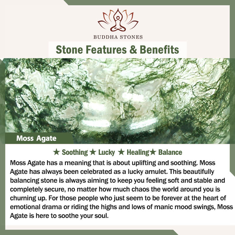 Buddha Stones Simple Moss Agate Bead Healing Bracelet - image 6